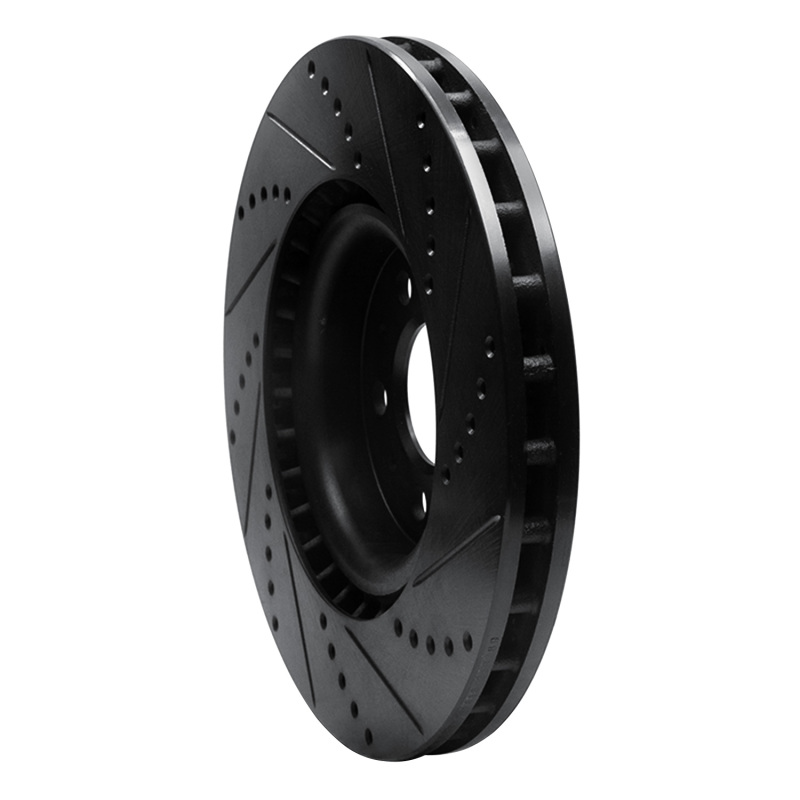 Volvo S60 Brake Rotor (1) - Front Left - R1 Concepts - Drilled & Slotted - Black - `04-`07